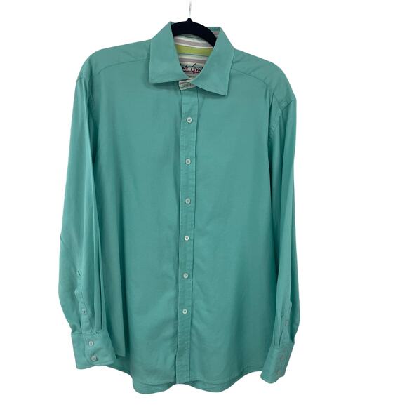 Robert Graham Light Green Long Sleeve Cotton Button Down Mens Large ASIS - Picture 1 of 7